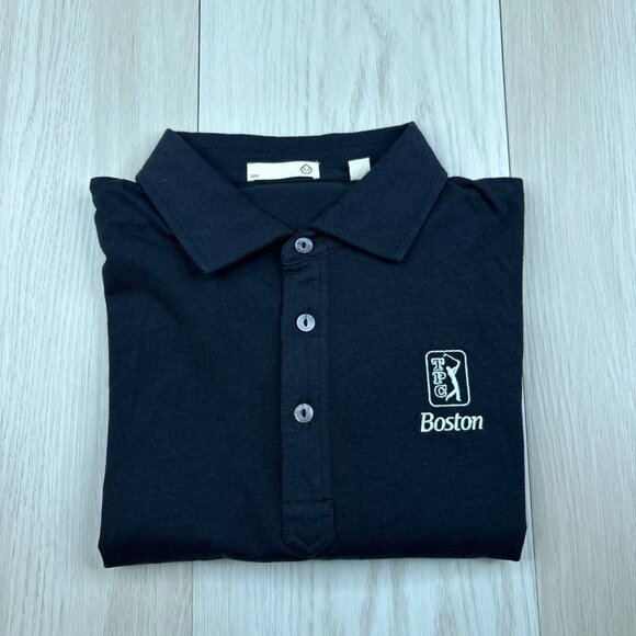 Tasc Mens Black Short Sleeve Performance TPC Boston Golf Polo Shirt Size L - Picture 1 of 14